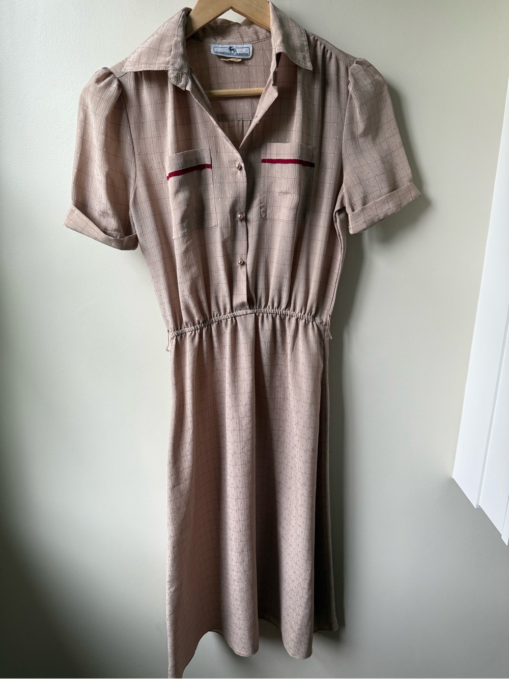 JONATHAN MARTIN Vintage Dress Textured Americana Librarian Collared 3 4 XS